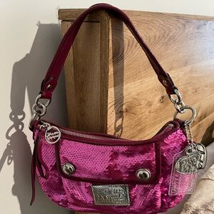 Coach Fuchsia Sequin Shoulder Bag